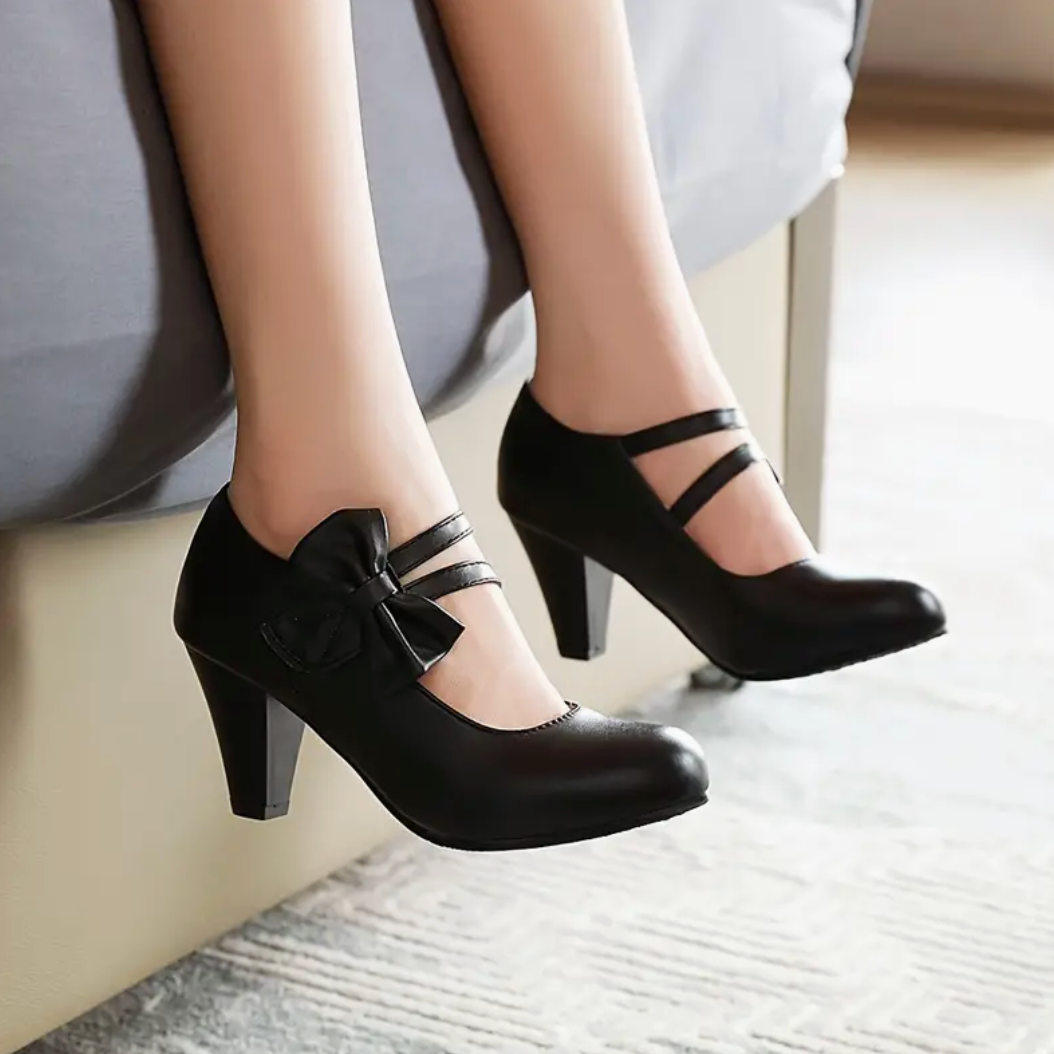 Comelyy Round Toe Kitten Women's Heels Ankle Straps Leather Dance Shoes