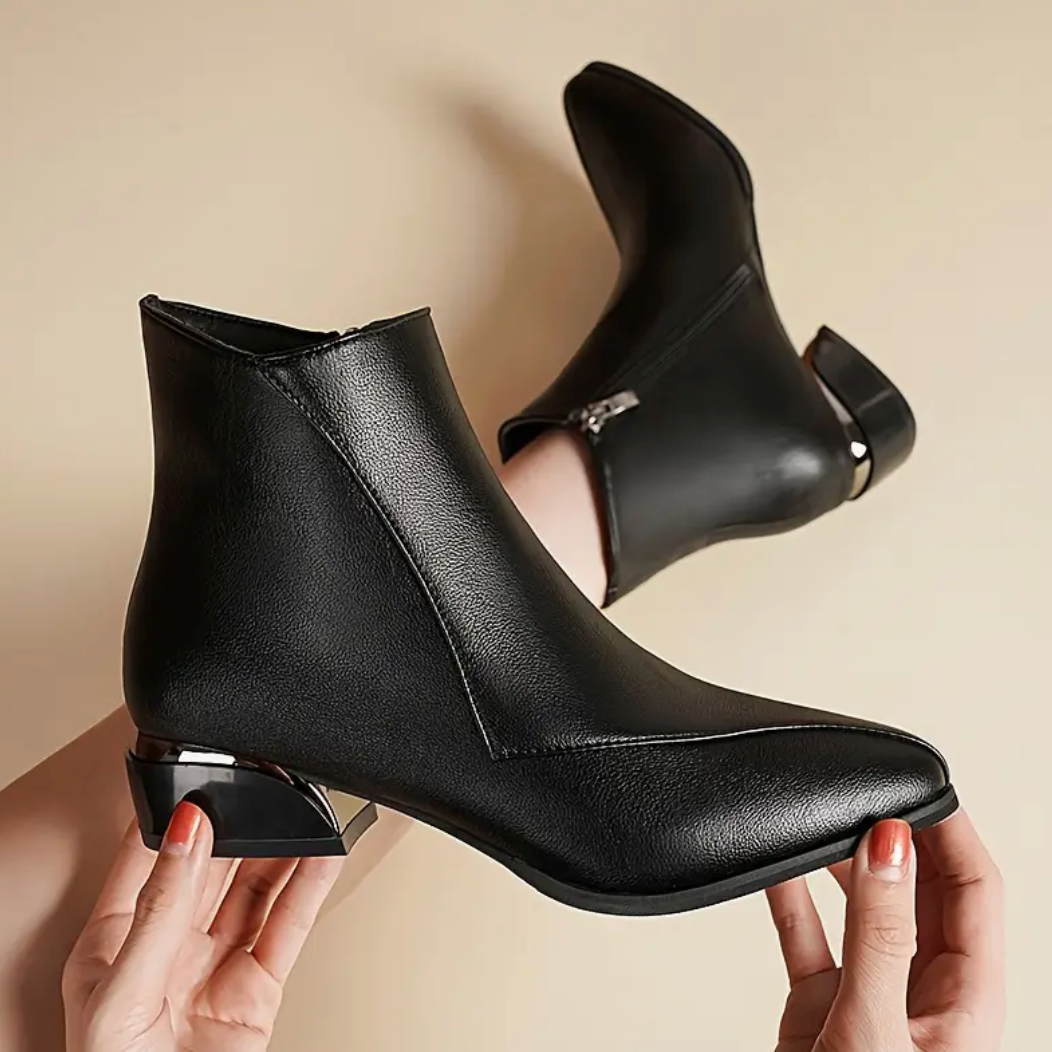 Comelyy Casual All Match Pointed Toe Stitching Side Zipper Short Boots