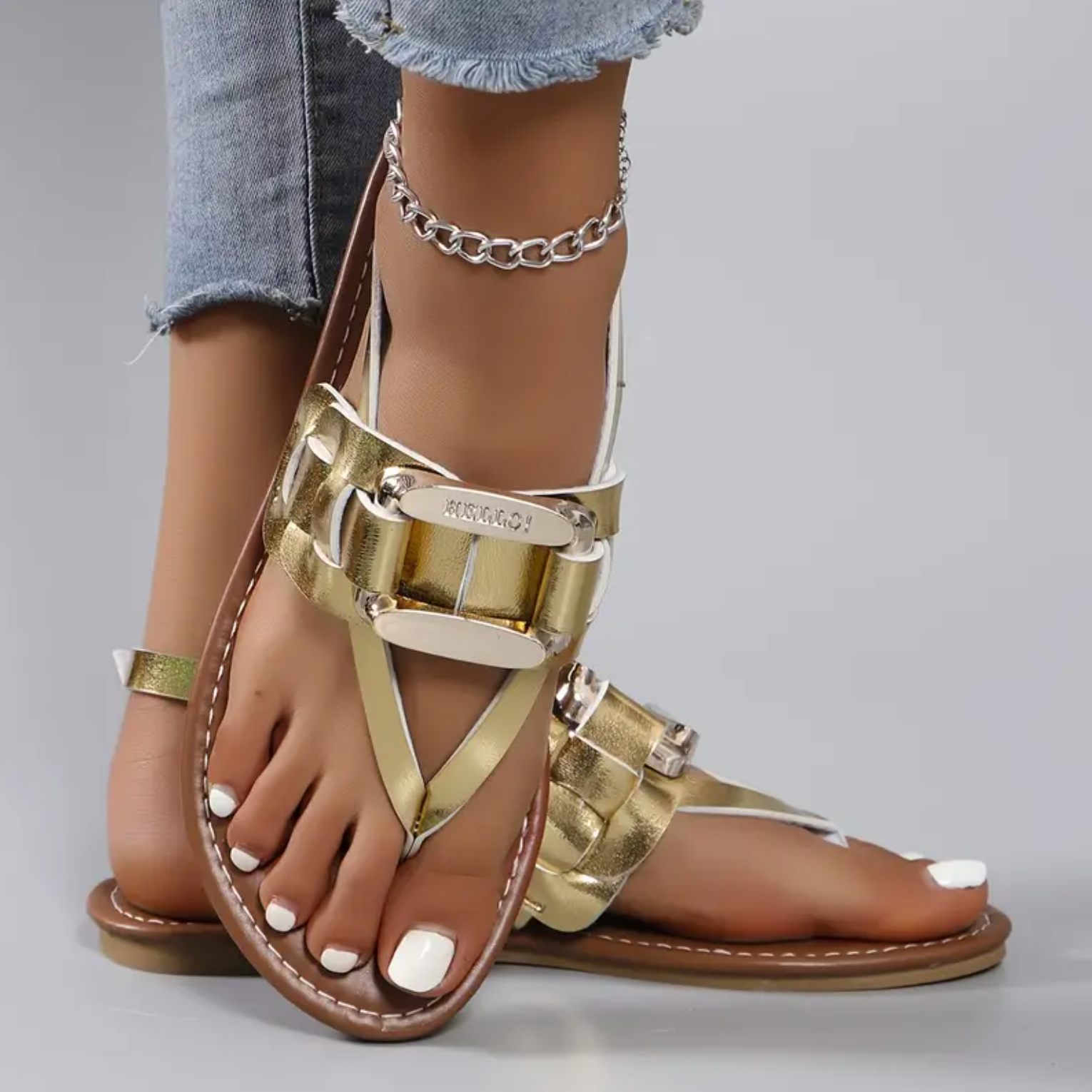 Comelyy Ankle Buckle Strap Lightweight Flat Beach Stylish Sandals