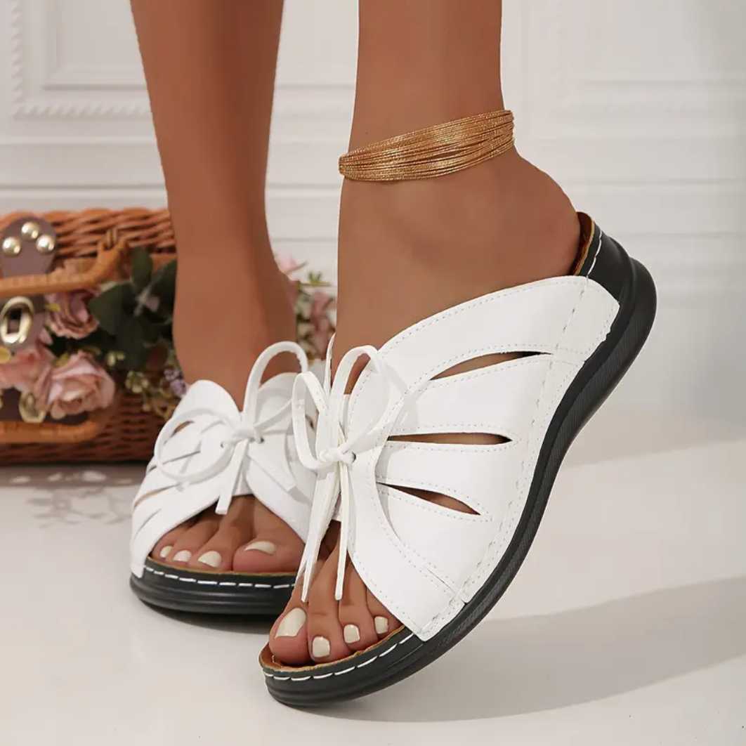 Comelyy Lace Up Solid Color Trendy Soft Sole Wedge Platform Sandals