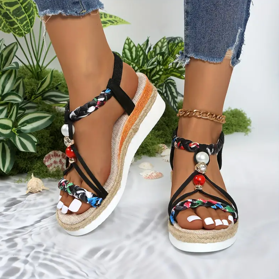 Comelyy Boho Wedge Heeled Womens Sandals