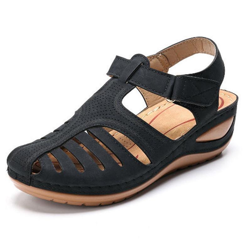 Soft Pu Leather Closed Toe Vintage Anti Slip Sandals
