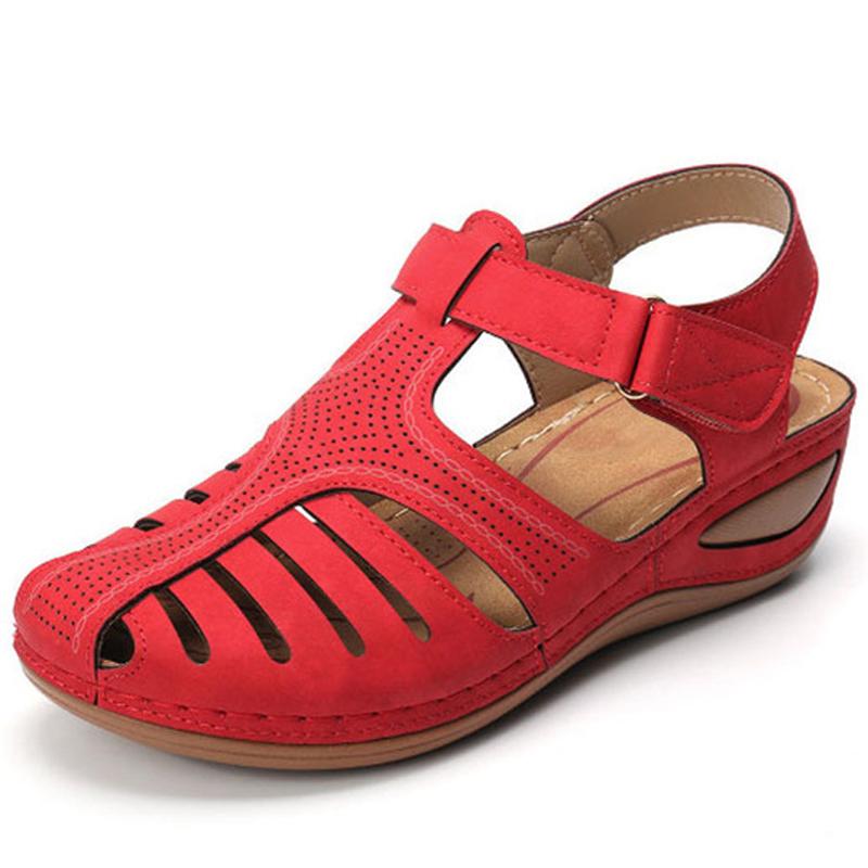 Soft Pu Leather Closed Toe Vintage Anti Slip Sandals