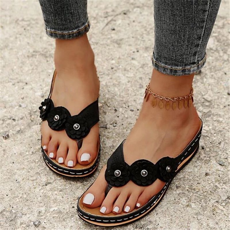Oncloudcaretm Orthopedic Lightweight Arch Support Flowers Clip Toe Sandals
