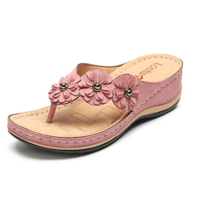 Oncloudcaretm Orthopedic Lightweight Arch Support Flowers Clip Toe Sandals